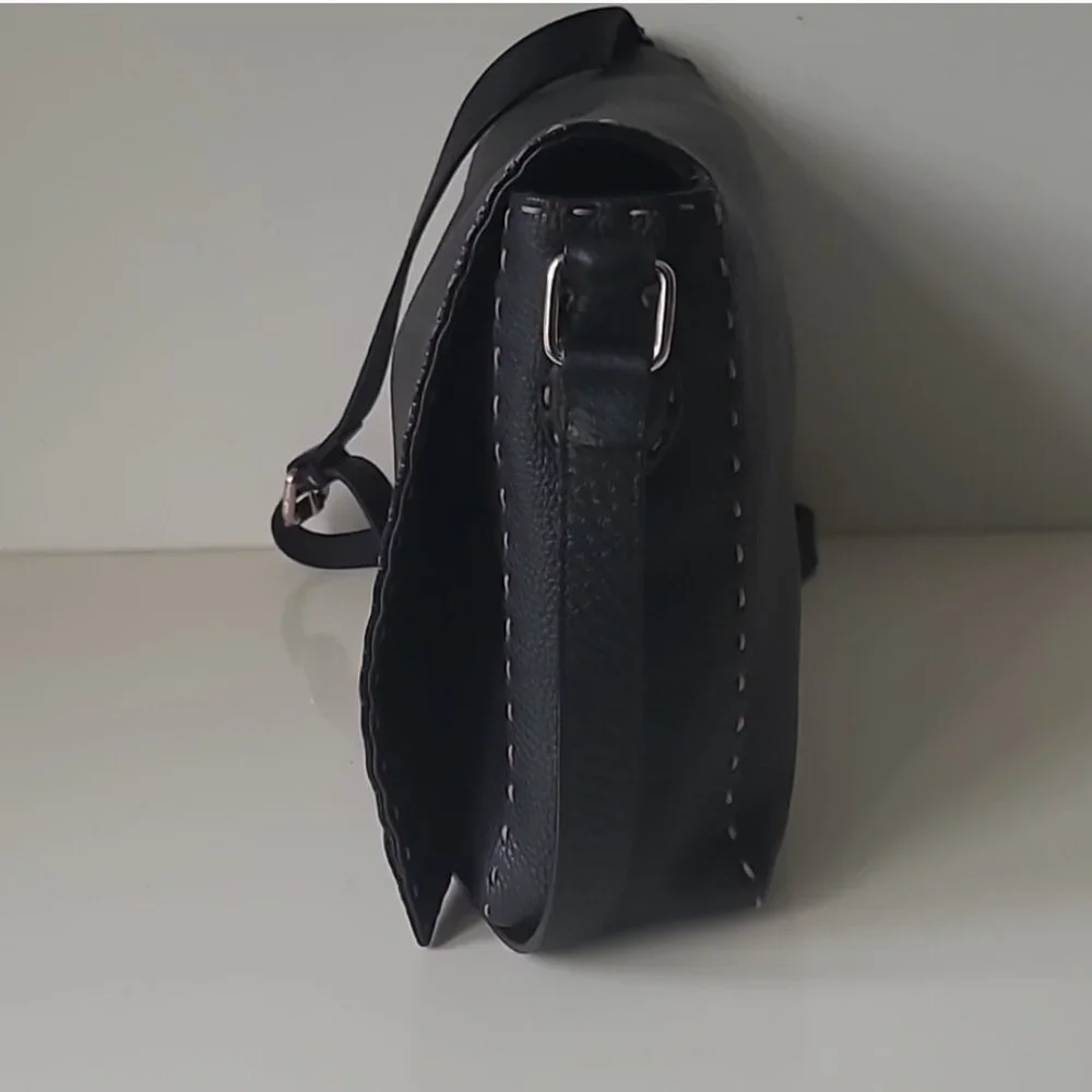 FENDI Black Leather Messenger Bag - Picture 10 of 16